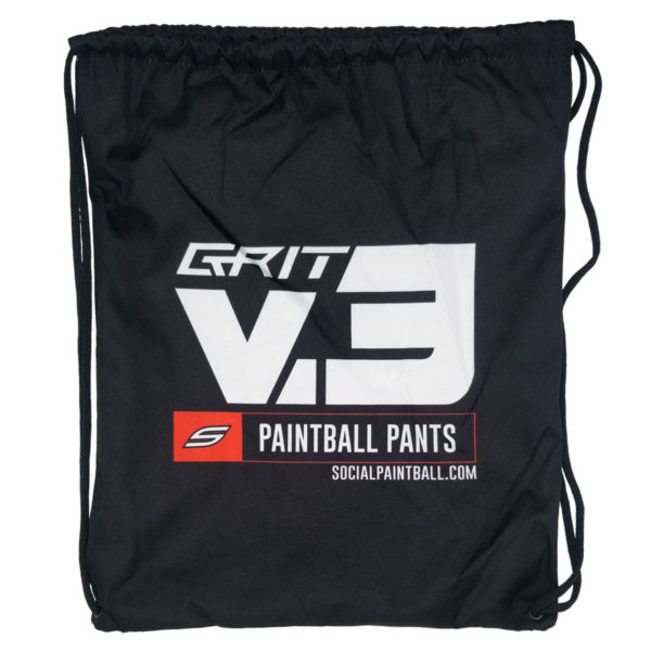 Black Grit v3 Paintball Pants drawstring bag